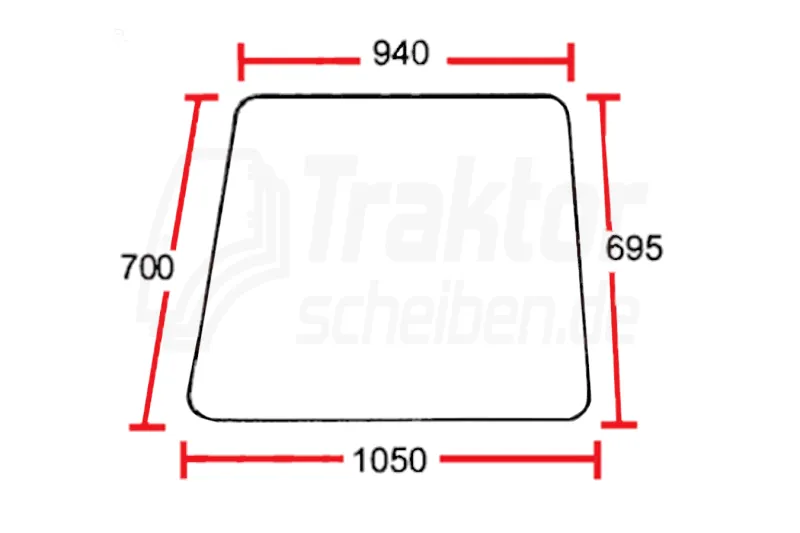Frontscheibe 940x1050mm für MASSEY Traktor 565, 590