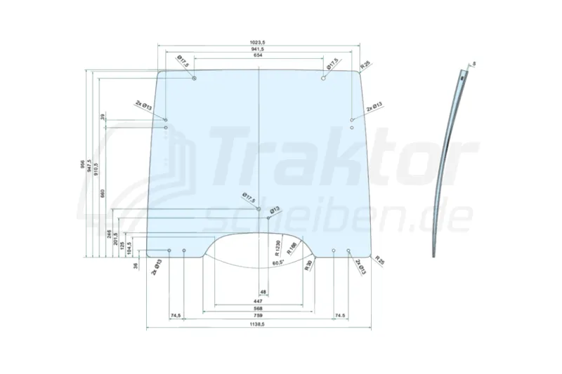 Frontscheibe aufstellbar für JOHN DEERE Traktor 5055E, 5075E