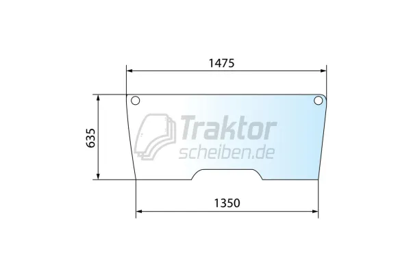 Untere Frontscheibe John Deere 6190R 2 Bohrungen