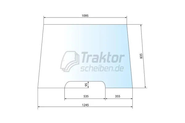 Frontscheibe 95 mm Mitte für MASSEY FERGUSON 372, 375