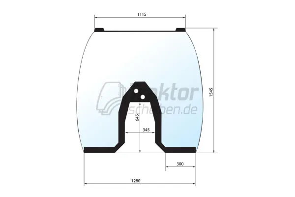 Frontscheibe 2-Loch für MASSEY 8660, 8730, VALTRA S323