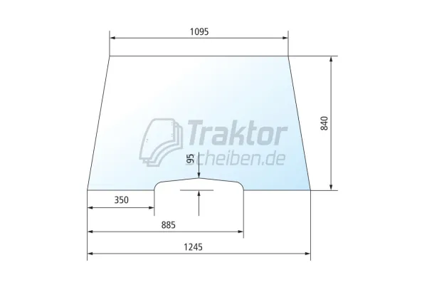 Frontscheibe 95 x 535 mm für MASSEY FERGUSON 372, 399