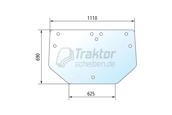 Getönte Heckscheibe für JOHN DEERE 5410, 5510 | 8 Bohrungen