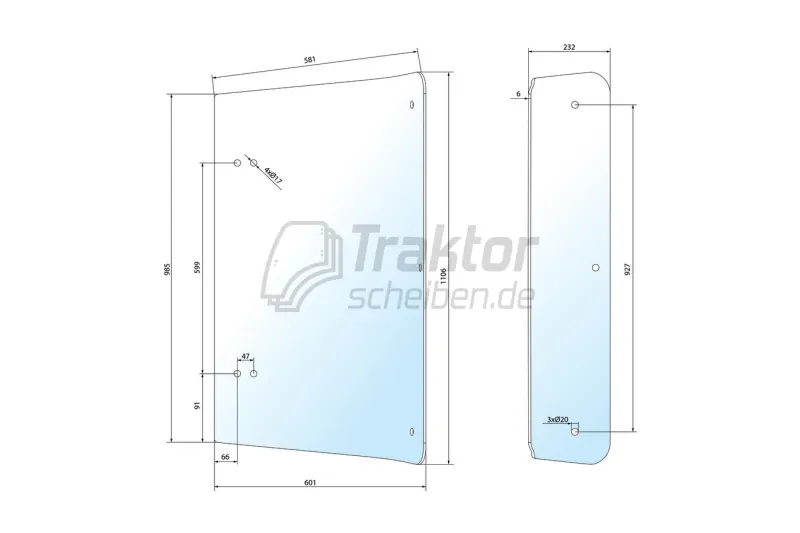 Gebogene Heckscheibe Fiat 60-88 65-90 CS