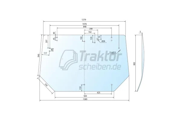 Heckscheibe getönt für VALTRA-VALMET Traktor X120, 6850