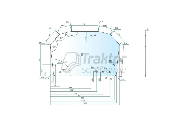 Klare Heckscheibe für FENDT Farmer260P, Farmer270P