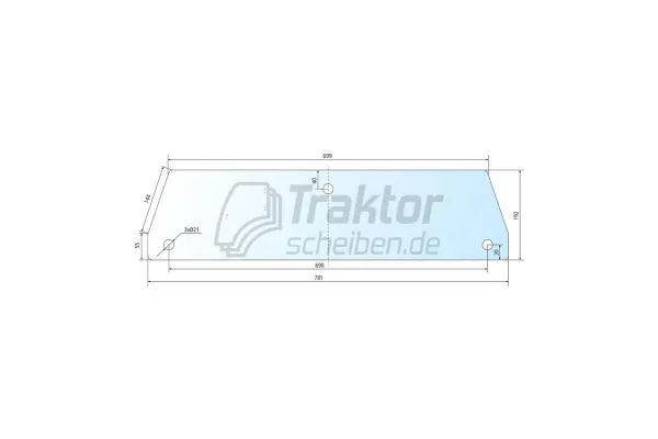 Klare untere Heckscheibe Massey Ferguson 350, 365