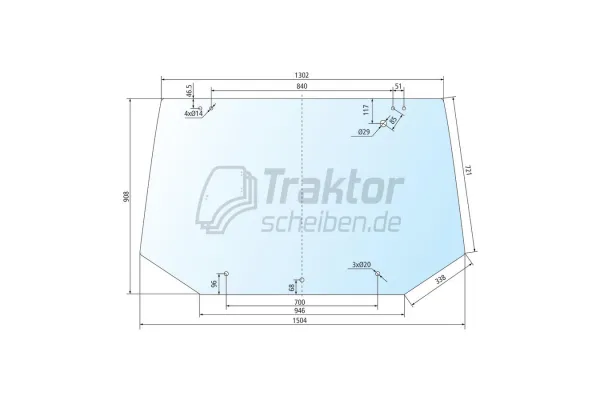 Heckscheibe oben FORD 5640, 8340