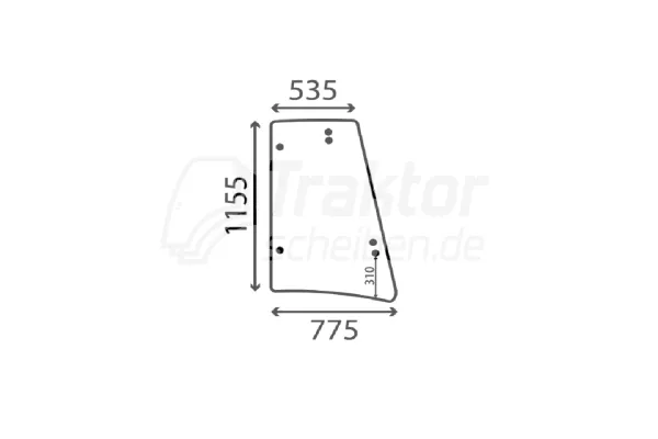 Seitenfenster links für JCB Baggerlader 3CX, 4CX