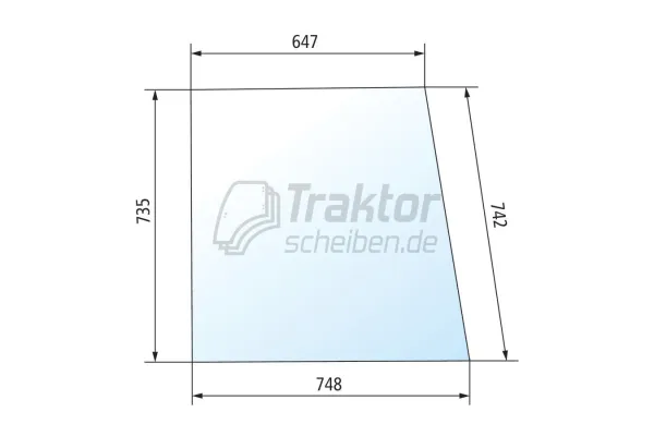 Seitenscheibe Fendt Favorit 610–615 links grün | Kabinenseitenscheibe