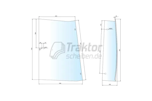 Seitenscheibe links getönt für FENDT Favorit818, Fendt310