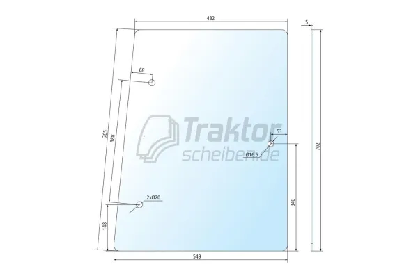 Seitenscheibe rechts/links für DEUTZ FAHR DX3.30, AgroXtra