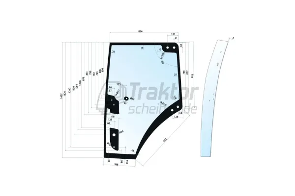 Türscheibe links für FENDT Traktor Fendt 824, Fendt 939