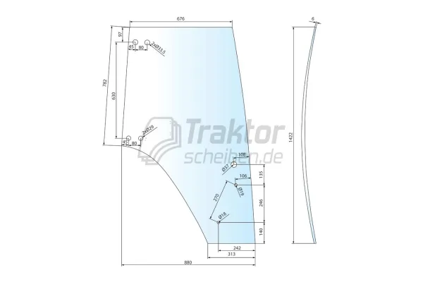 Getönte Türscheibe links für FENDT Favorit712, Fendt413
