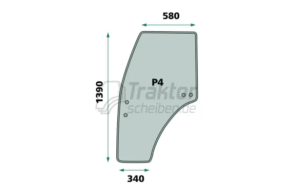 Gebogene Türscheibe links für MASSEY FERGUSON 2205, 2235