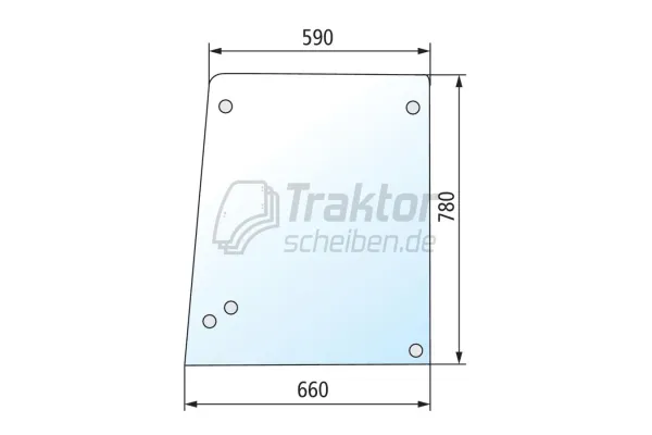 Türscheibe oben rechts/links für CASE IH 733 / 833