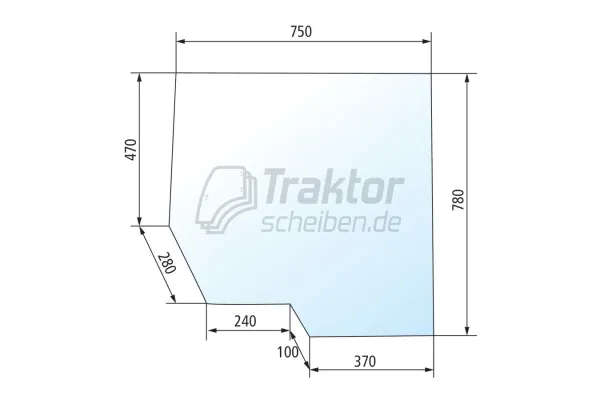Türscheibe oben CLAAS RENAULT 65-14, 85-12
