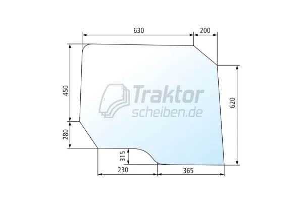 Türscheibe oben flach CLAAS RENAULT 65-32, 70-34