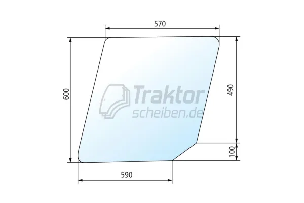 Türscheibe oben RH LH DEUTZ DX120, DX140