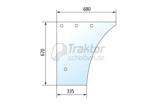 Türscheibe mit 4 Bohrungen oben rechts/links Farmer260P