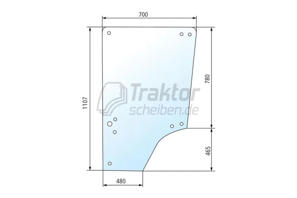 Türscheibe oben rechts/links für JOHN DEERE 1040, 1850