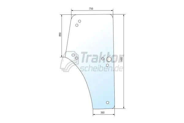 Türscheibe rechts für CLAAS-RENAULT Traktor Arion 510, Axion 820