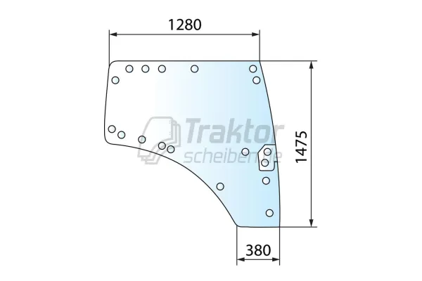 Getönte Türscheibe rechts für FENDT 311 / 720 Kabine mit Bohrungen