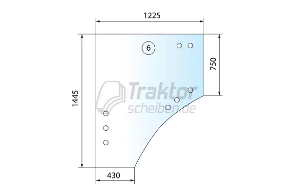 Türscheibe rechts für JOHN DEERE 6105R, 6140, 6215R