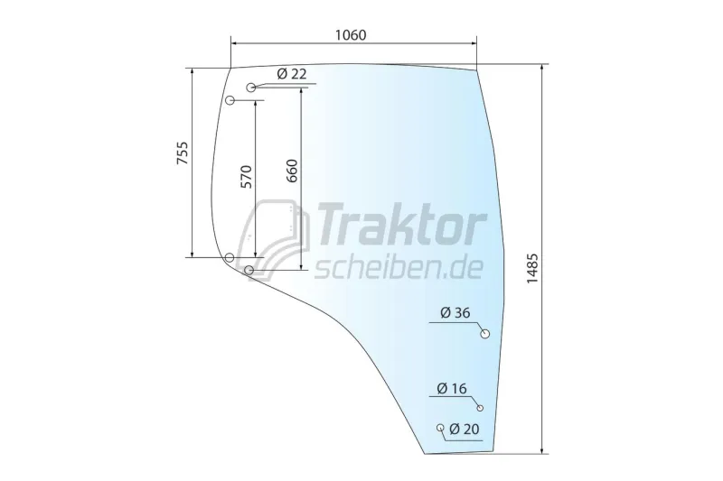 Türscheibe RH für NEW HOLLAND T6.140, CASE IΗ MXU 125