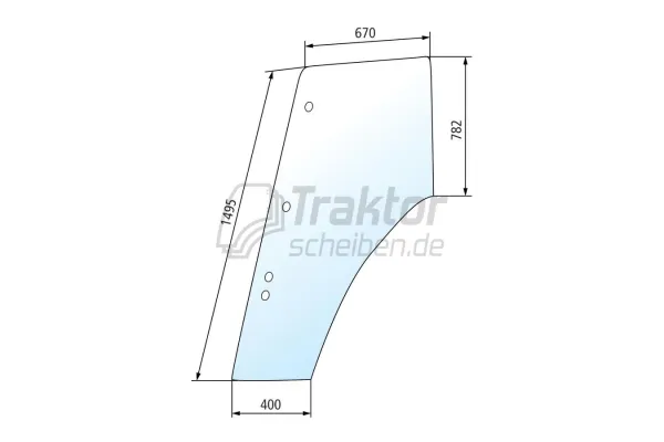 Türscheibe RH Ford 8970A, 8870, Fiat G240 mit Rand