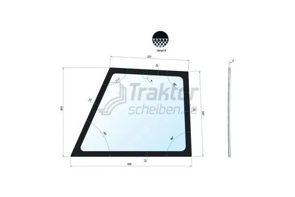 Türscheibe unten rechts für VALTRA-VALMET 6850 / T160