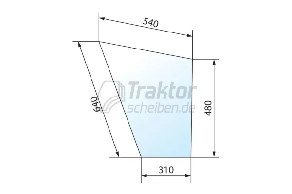 Klare untere Türscheibe Deutz D5006, Case IH 844(S)