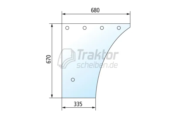 Türscheibe klar 5 Bohrungen unten rechts/links FENDT Farmer280P