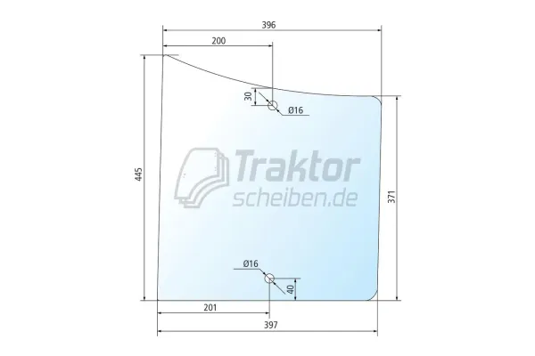 Klare untere Türscheibe John Deere 2250, 2850