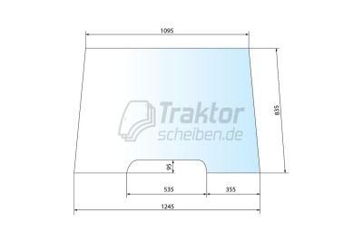 Frontscheibe 95 mm Mitte für MASSEY FERGUSON 372, 375
