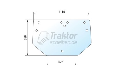 Getönte Heckscheibe für JOHN DEERE 5410, 5510 | 8 Bohrungen