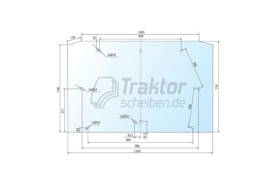 Heckscheibe 9 Bohrungen für LAMBORGHINI, HÜRLIMANN Prestige  & SAME Explorer