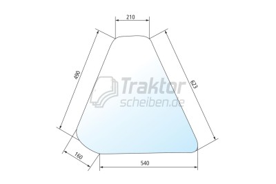 Seitenscheibe fünfeckig RH für FIAT Traktor 580, 680