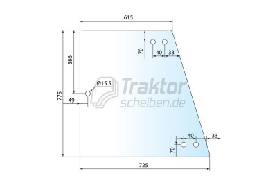 Seitenscheibe Fendt Favorit 610–615 oben links/rechts klar | Ersatzglas Kabine