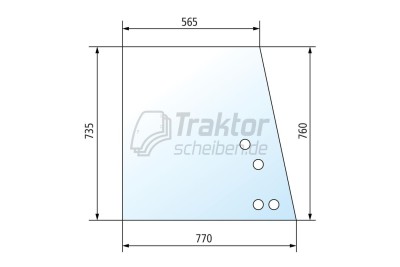 Seitenscheibe schieben oben RH für FENDT Traktor Favorit 611, Favorit 612