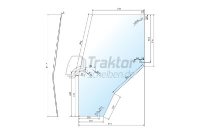 Türscheibe links klar für Case IH 3210 / 4230
