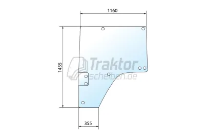 Linke Türscheibe für JOHN DEERE 7730, 8320, 7 Bohrungen Gebogene Türscheibe links mit 7 ...
