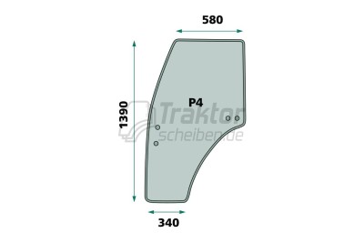Gebogene Türscheibe links für MASSEY FERGUSON 2205, 2235