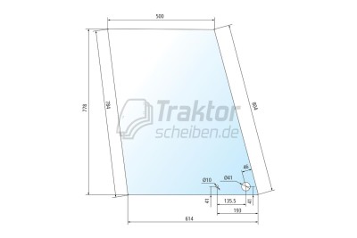Klare obere Türscheibe Massey Ferguson 393, 396