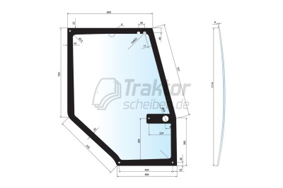 Türscheibe oben rechts für Case IH Maxxum 5120 / 5250