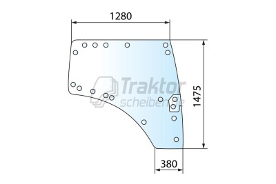 Getönte Türscheibe rechts für FENDT 311 / 720 Kabine mit Bohrungen