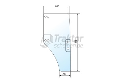 Getönte Türscheibe rechts JOHN DEERE 5310, 5410 6 Bohrungen