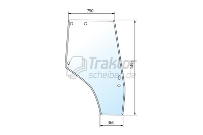 Gebogene Türscheibe rechts für MASSEY FERGUSON 4225, 4370
