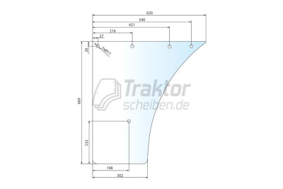 Türscheibe unten klar für Fendt Farmer 260S / 275S