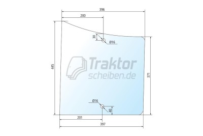 Klare untere Türscheibe John Deere 2250, 2850